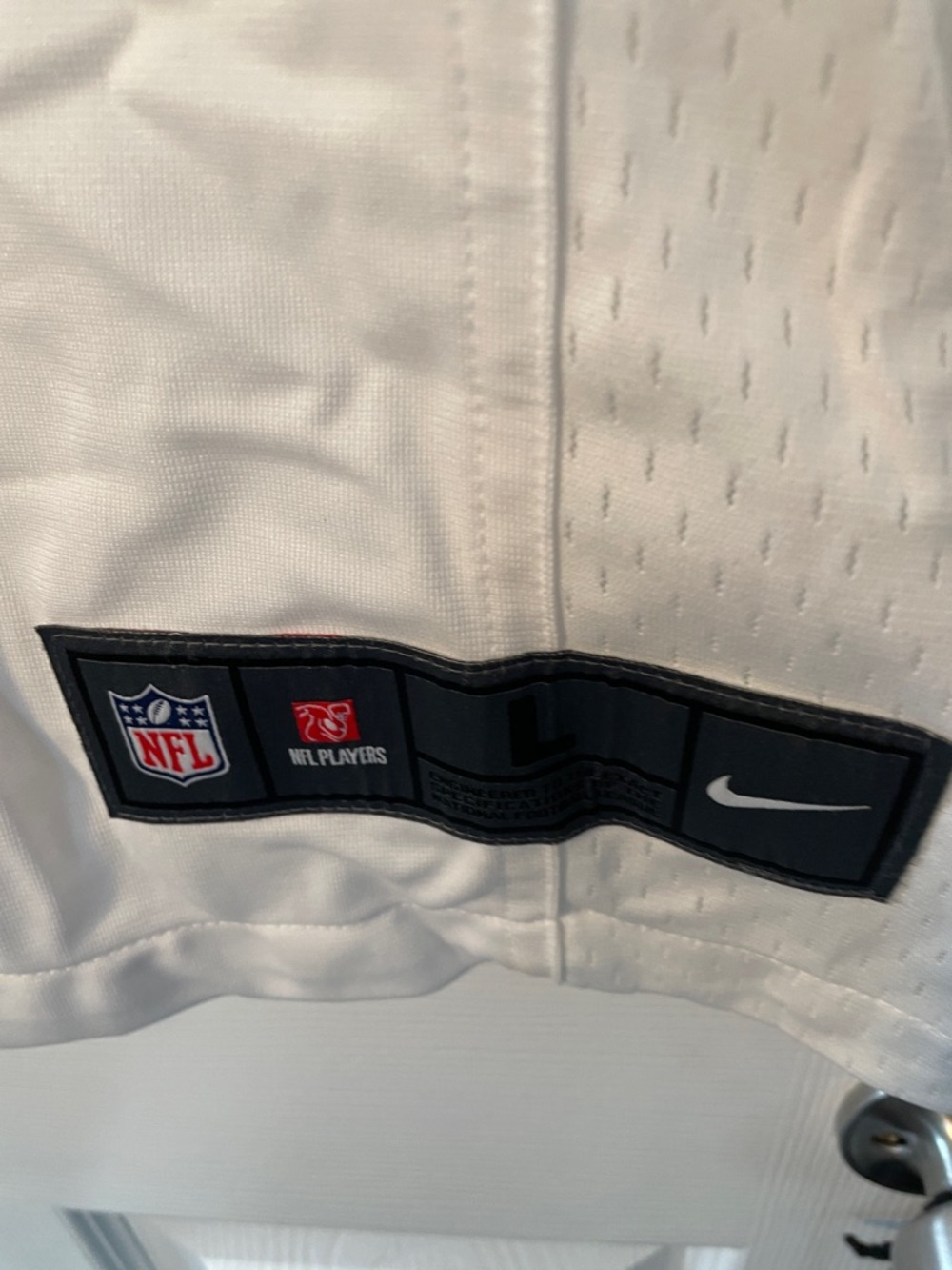 NFL White Jersey with Black and Red NFL/Nike Patches - Picture 2 of 5